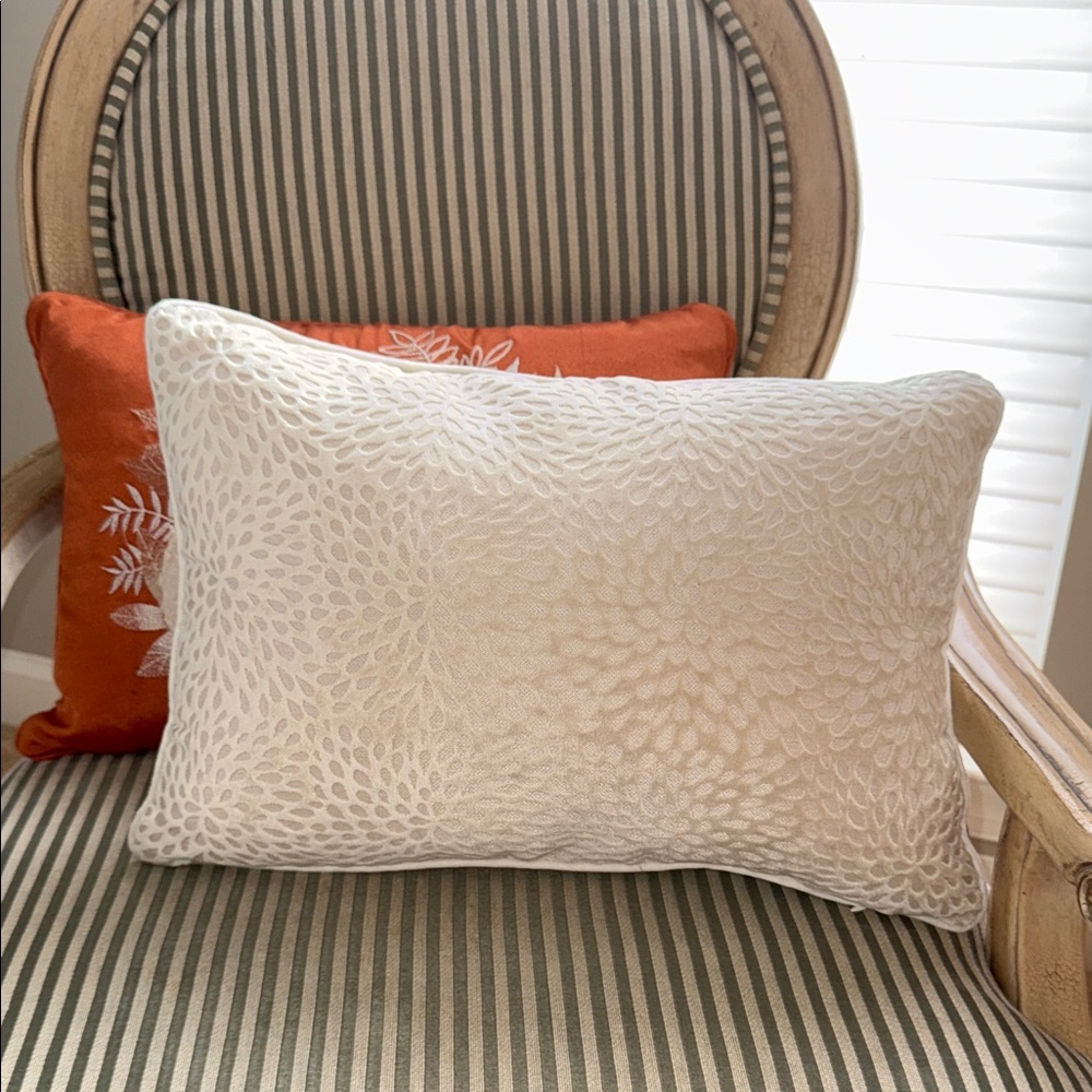 Elegant Casa Decor Home Cream Decorative Pillow Cover w/ Feather Insert Pillow